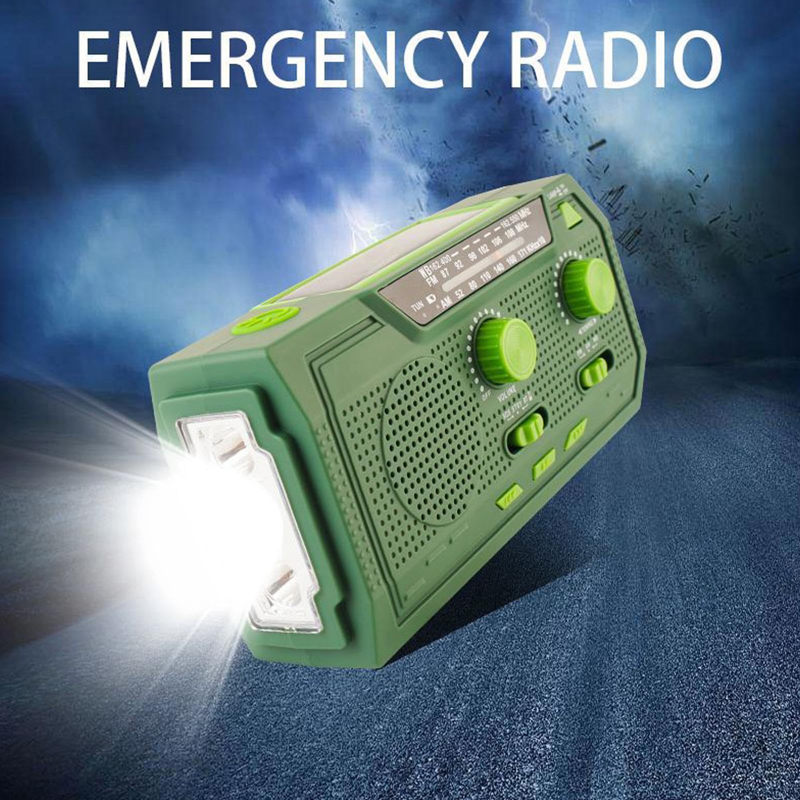 Radio À Manivelle Charge Solaire Batterie 2000 mAh AM FM Alarme SOS