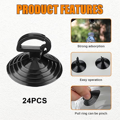 Miniatura 3 de Kewucn 24 ventosas de cristal para parabrisas de automóvil, potentes ganchos de succión de cola de milano, mini soporte multifuncional de absorción