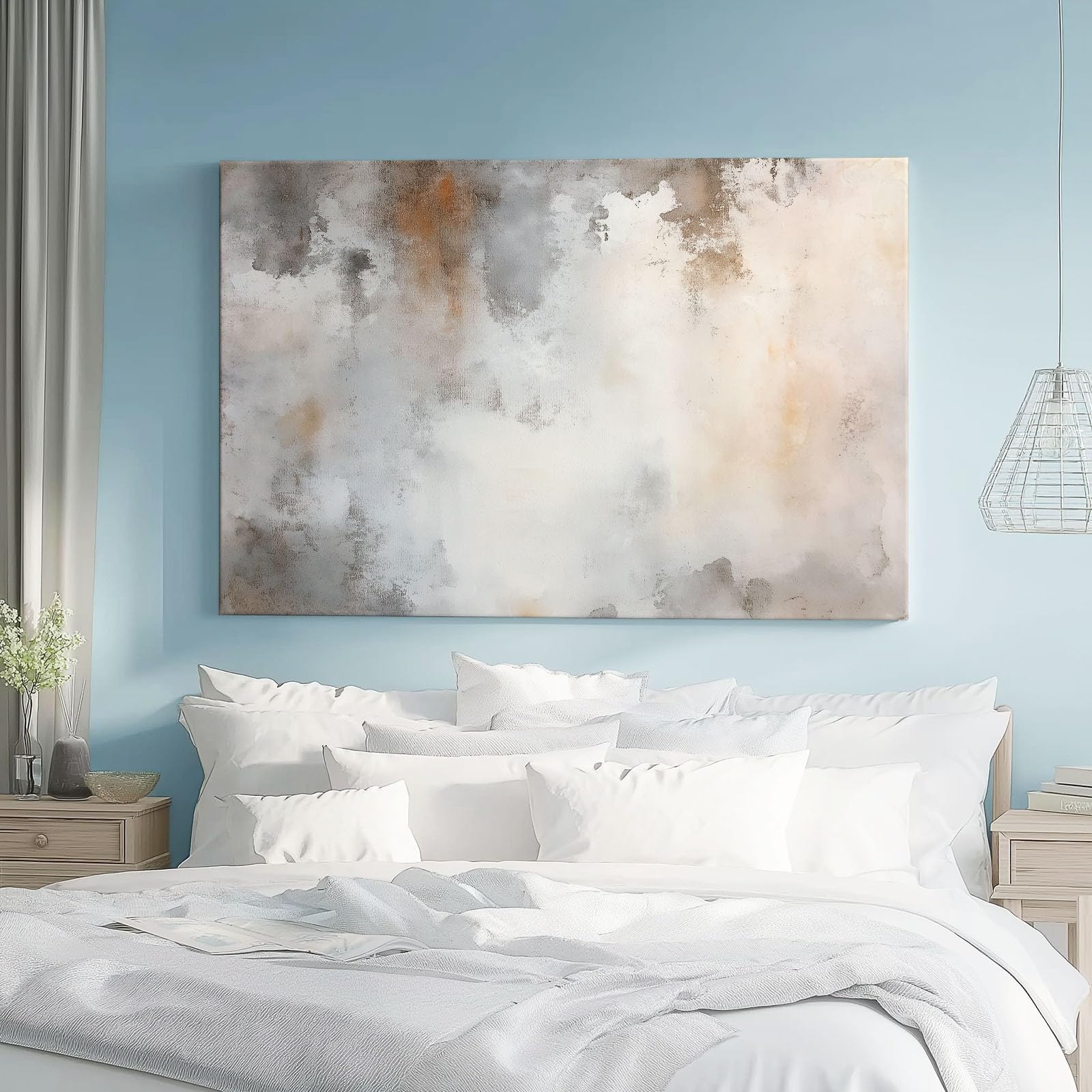 Bild auf Leinwand Abstrakt Used-Look Textur Wanddeko Wohnzimmer Aesthetic Deko Zimmer Wandbilder Modern Schlafzimmer Esszimmer Room Decor Hellbraunes, 150 x 50 cm