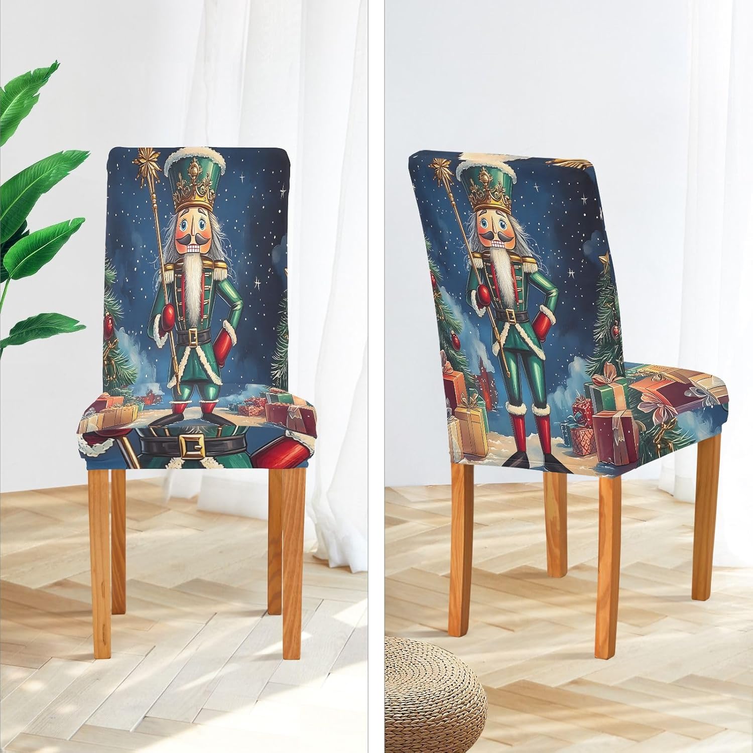 ALAZA Chair Covers for Dining Room, Nutcracker Starlist Sky Stretch Chair Cover Sets Chair Protector Removable Washable for Ktichen Restaurant Hotel