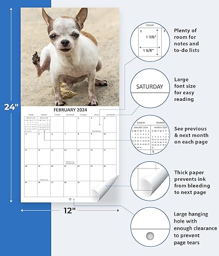Miniatura 5 de Calendario mensual de pared 2024 Funny Dogs Marking Territory  12 x 24 pulgadas  Calendario de perro de regalo de broma 2024