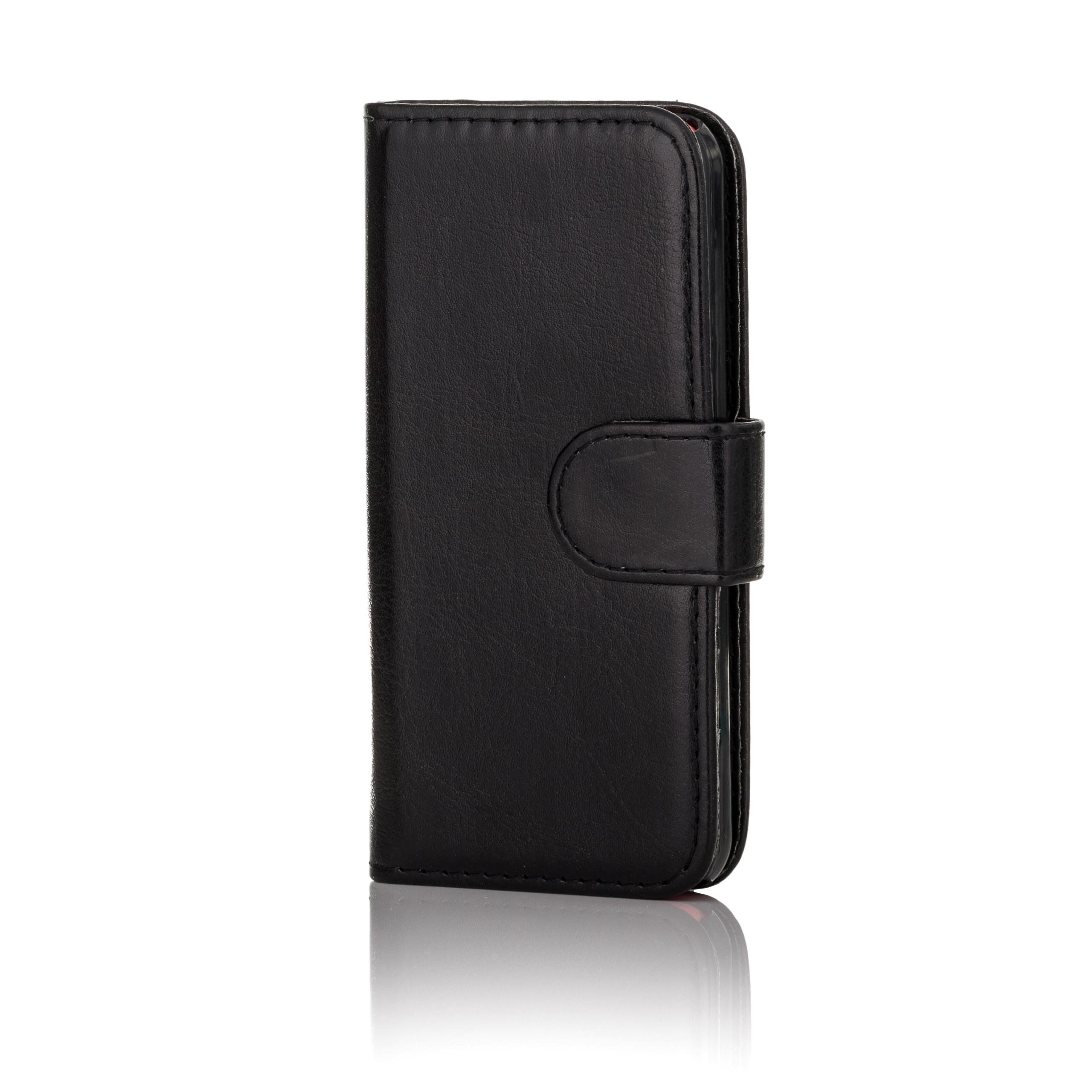 32nd Book Wallet PU Leather Flip Case Cover For Apple iPhone 5, 5S & SE (2016), Design With Card Slot and Magnetic Closure - Black