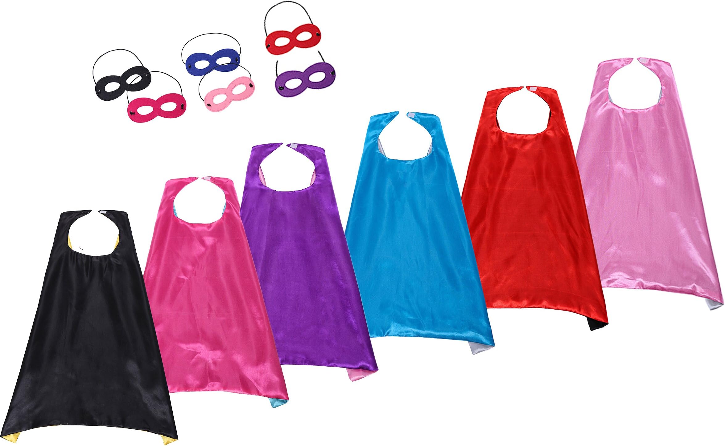 Slipond Kids Capes Dress Up Costumes Double Side Satin Party Capes And Mask 6 Set