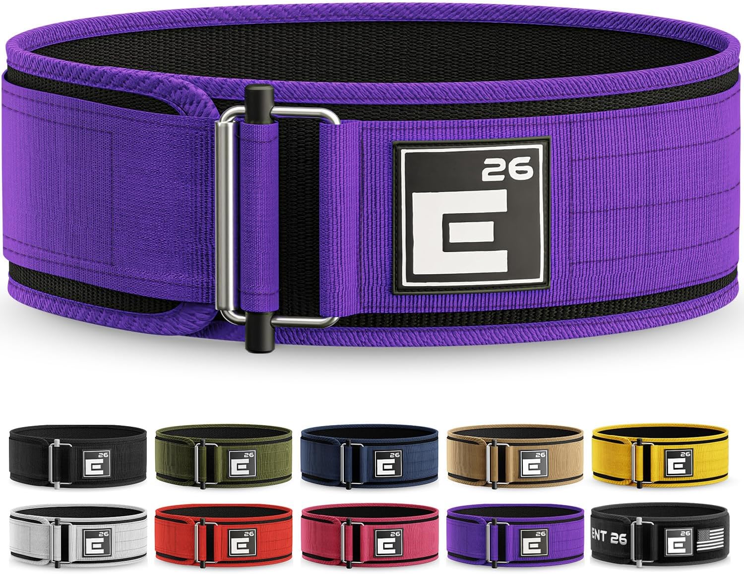 Element 26 Self-Locking Weight Lifting Belt - 4-Inch Nylon Support for Men and Women - Squat and Deadlift - Gym Training