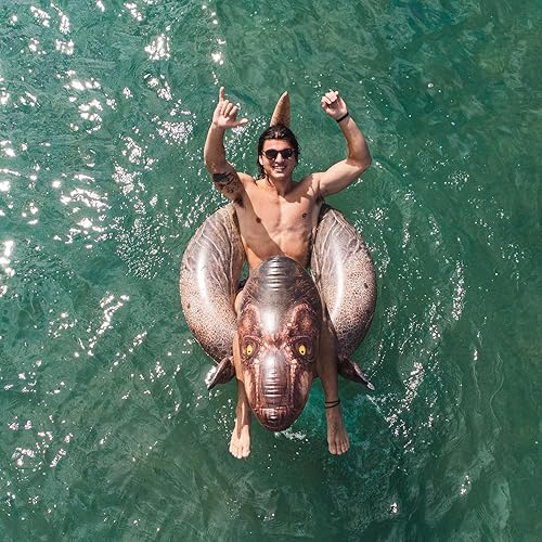 Miniatura 4 de Poolcandy Tubos inflables de piscina de animales de 40 pulgadas y anillos de natación (T-Rex Dinosaur Tyrannosaurus Rex 40 pulgadas tubo de piscina