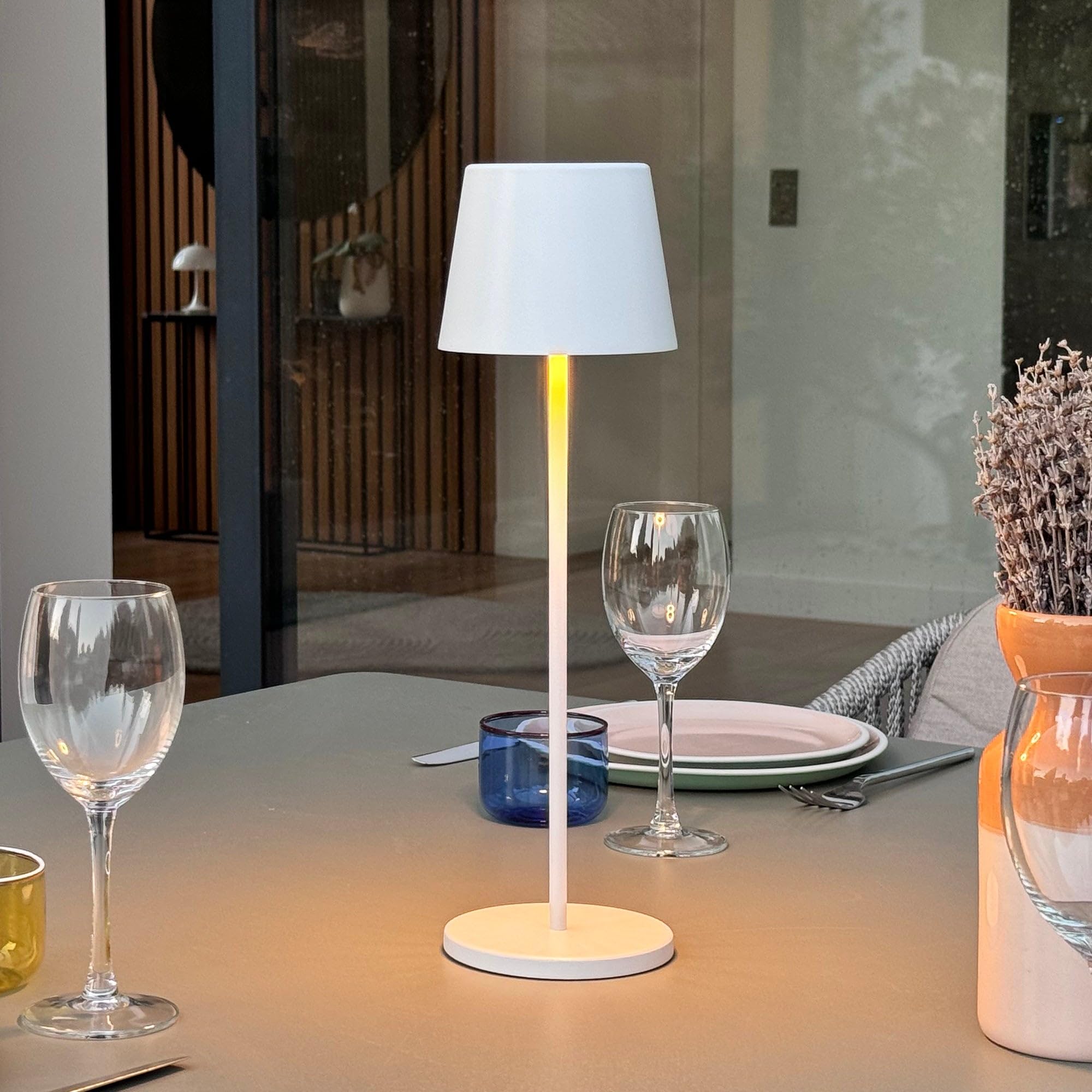 Lumisky Bezprzewodowa ściemniana lampa stołowa LED dotykowa H39 cm Kelly White