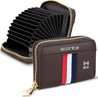 Storite 12 Slots PU Leather Credit/Debit Card Holder Money Wallet Zipper Purse for Men and Women - (Brown, 10.75 x 8 x 1"), Brown, 1 Pack -12 Slot -Brown, Classic, Braun