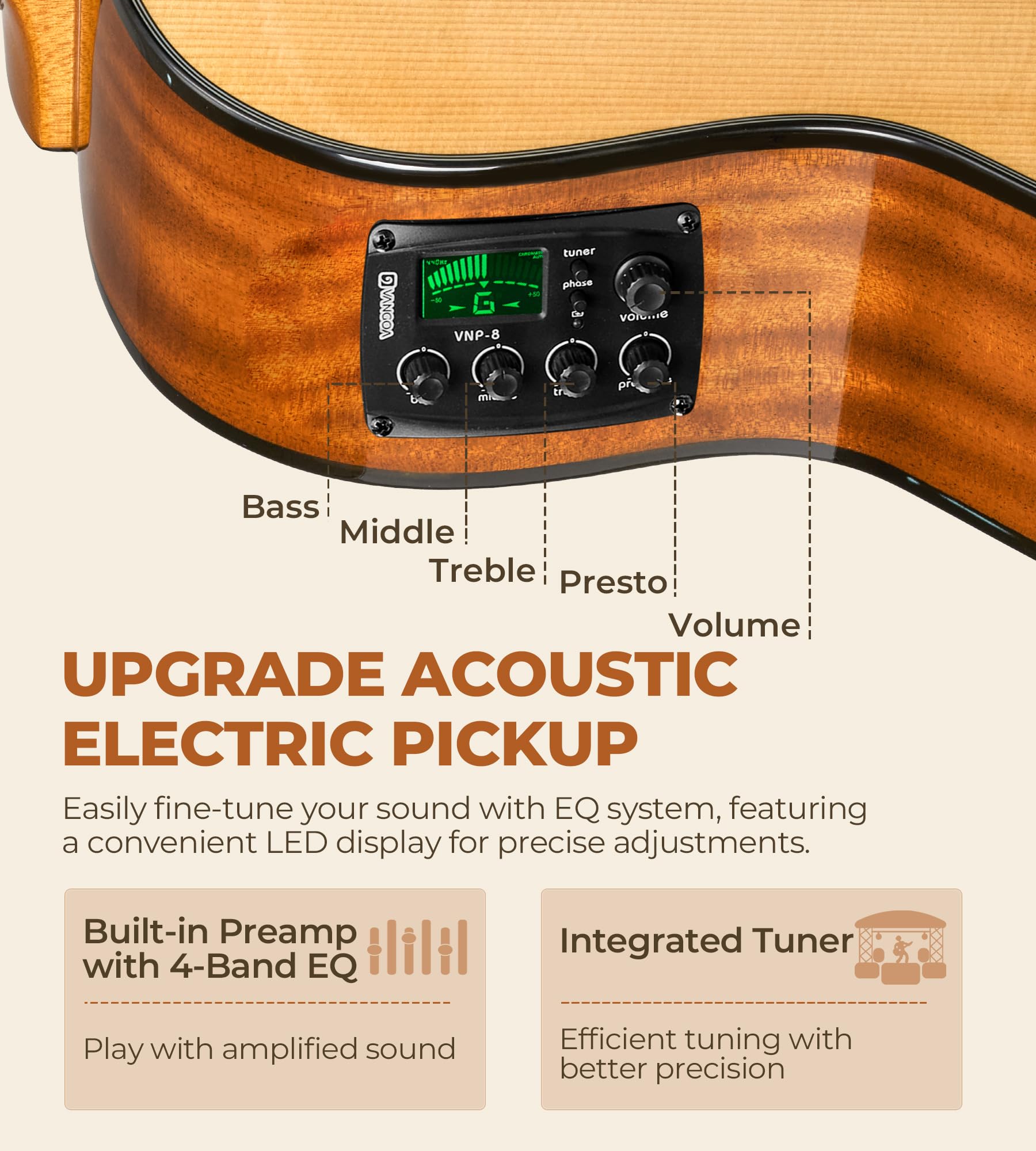 Vangoa Akustik-E-Gitarre, 91,4 cm, 3/4-Größe, Cutaway-Gitarre, Set mit Gigbag für Kinder und Anfänger, natürliche Zedernholz-Oberseite