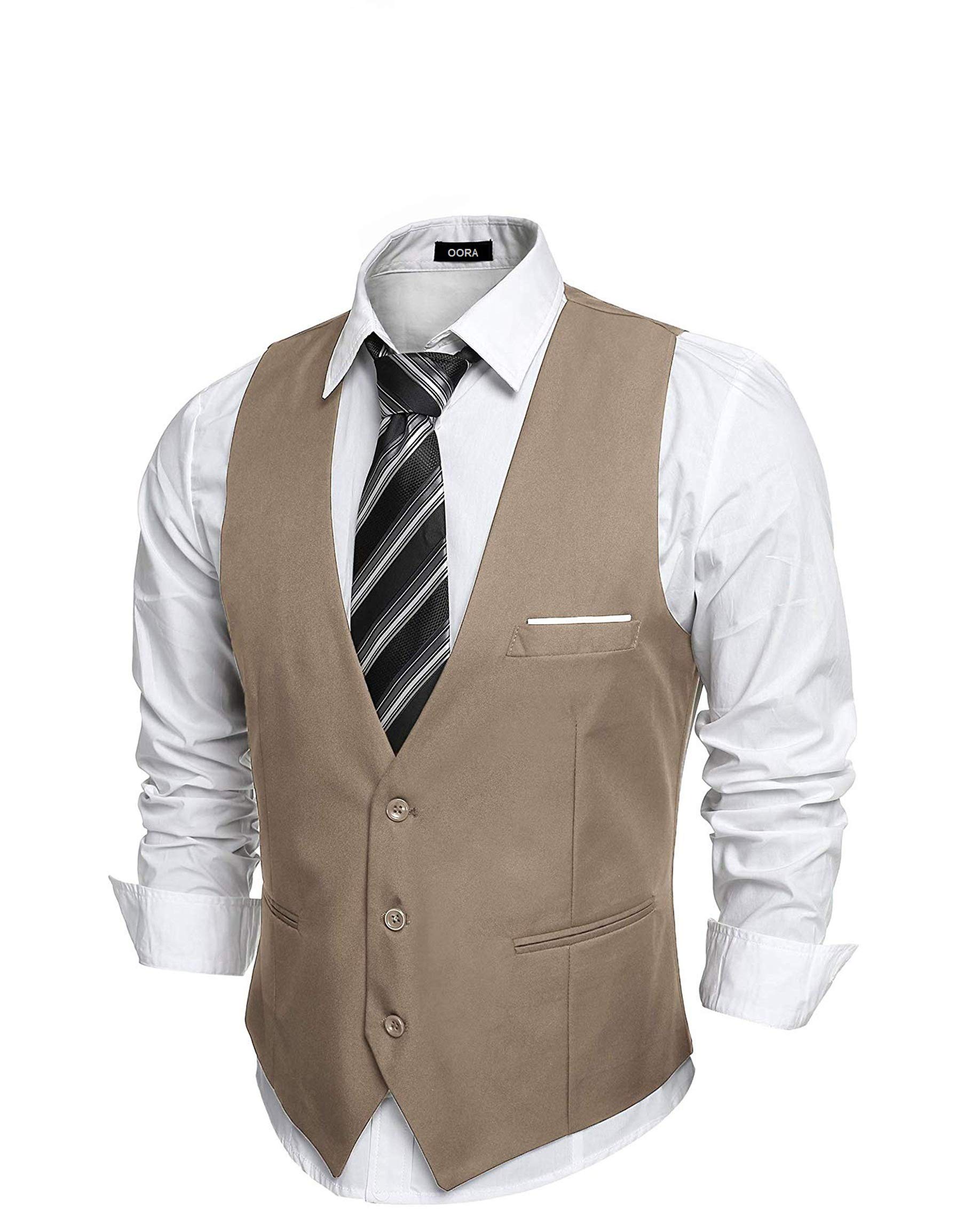 00ra with as logo Men's Slimfit Cotton Blend Sleevless Waistcoat Jacket (Beige,36)-picture-54