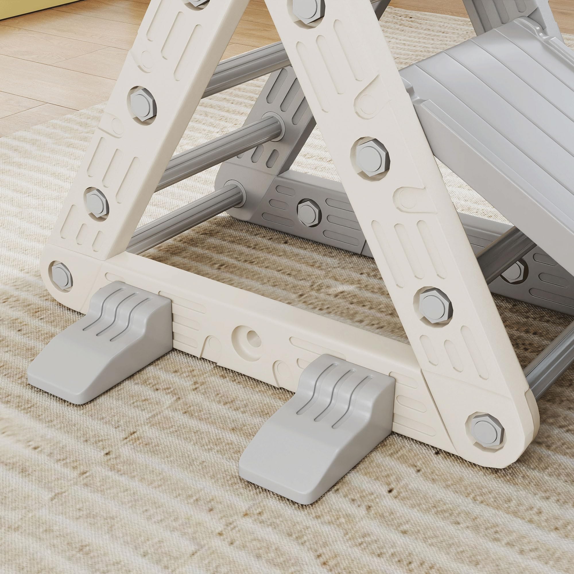 AIYAPLAY Triángulo de Escalada 3 en 1 con Tobogán y Rampa Escalador, Juguete de Escalada para Niños de 18-48 Meses, de Plástico, para Interior y Exterior, Gris y Blanco