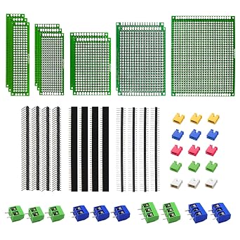 Double Sided PCB Board Kit for DIY Soldering and Electronic Project Circuit Boards Prototype Boards Compatible with Arduino Kits, 2.54mm Male and Female Header Connector