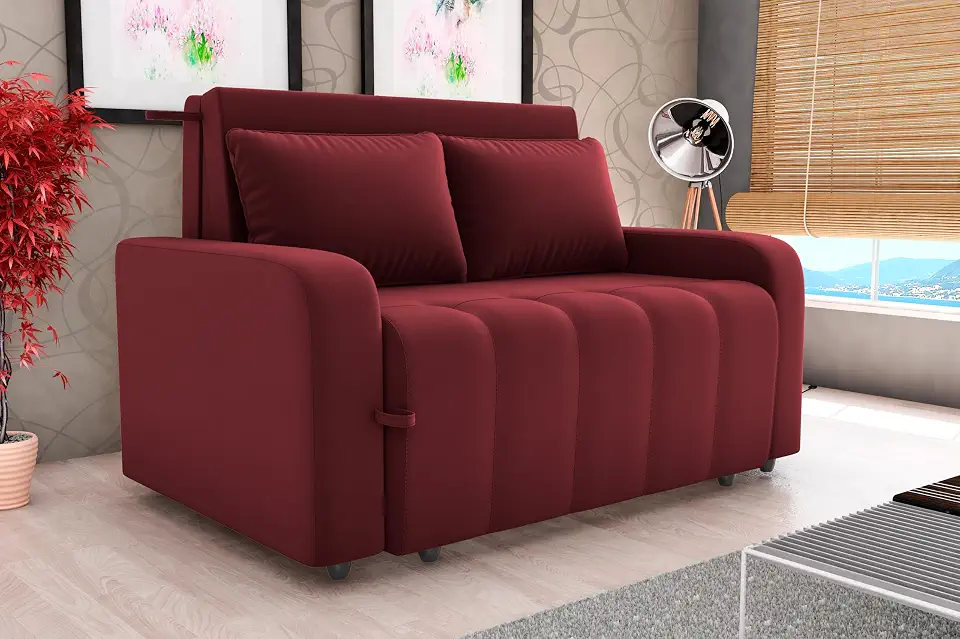 Sofa Cama Amora New 3 Lugares Suede Veludo Aconchegante (Vinho)