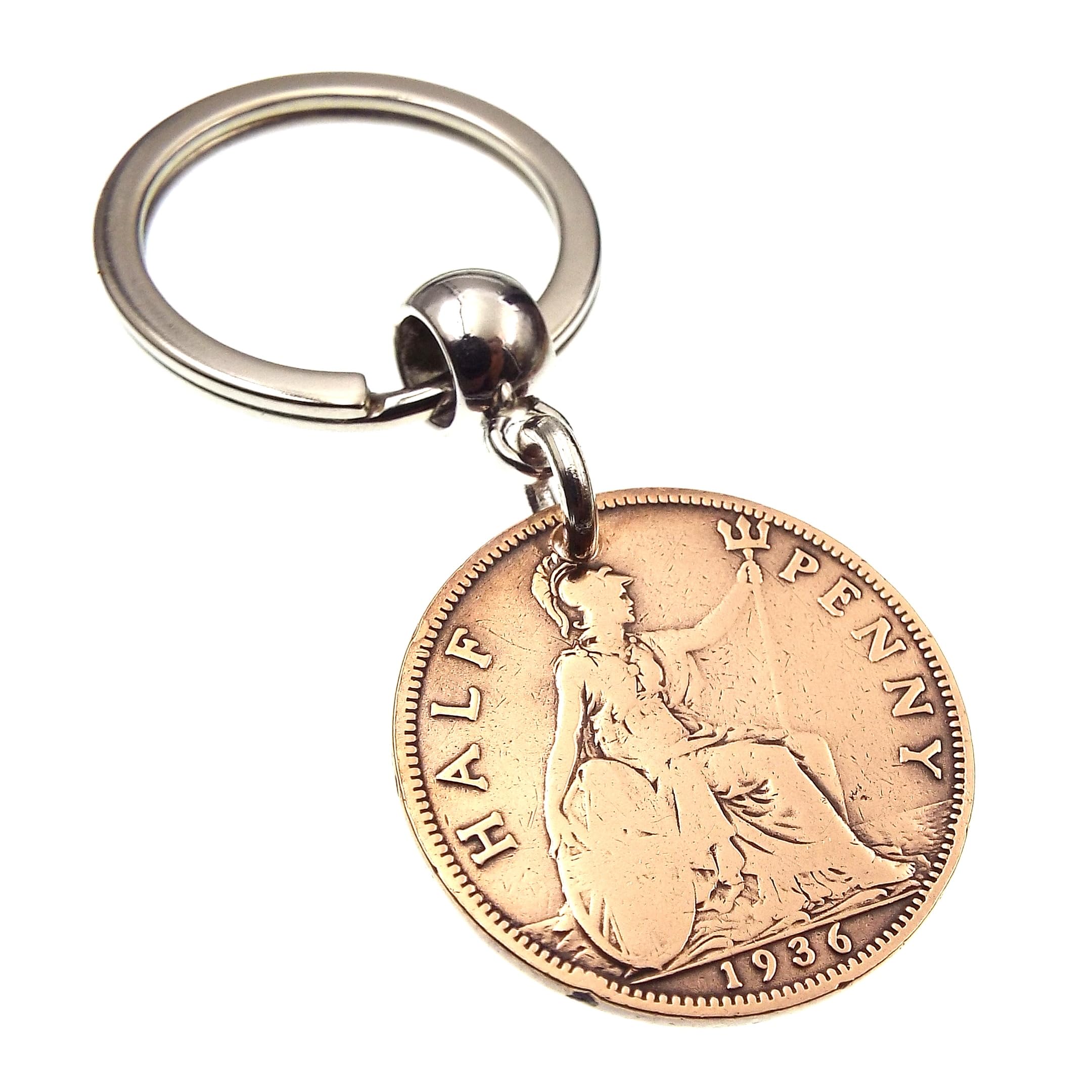A Silver Dream 1936 British Half Penny Coin Keyring