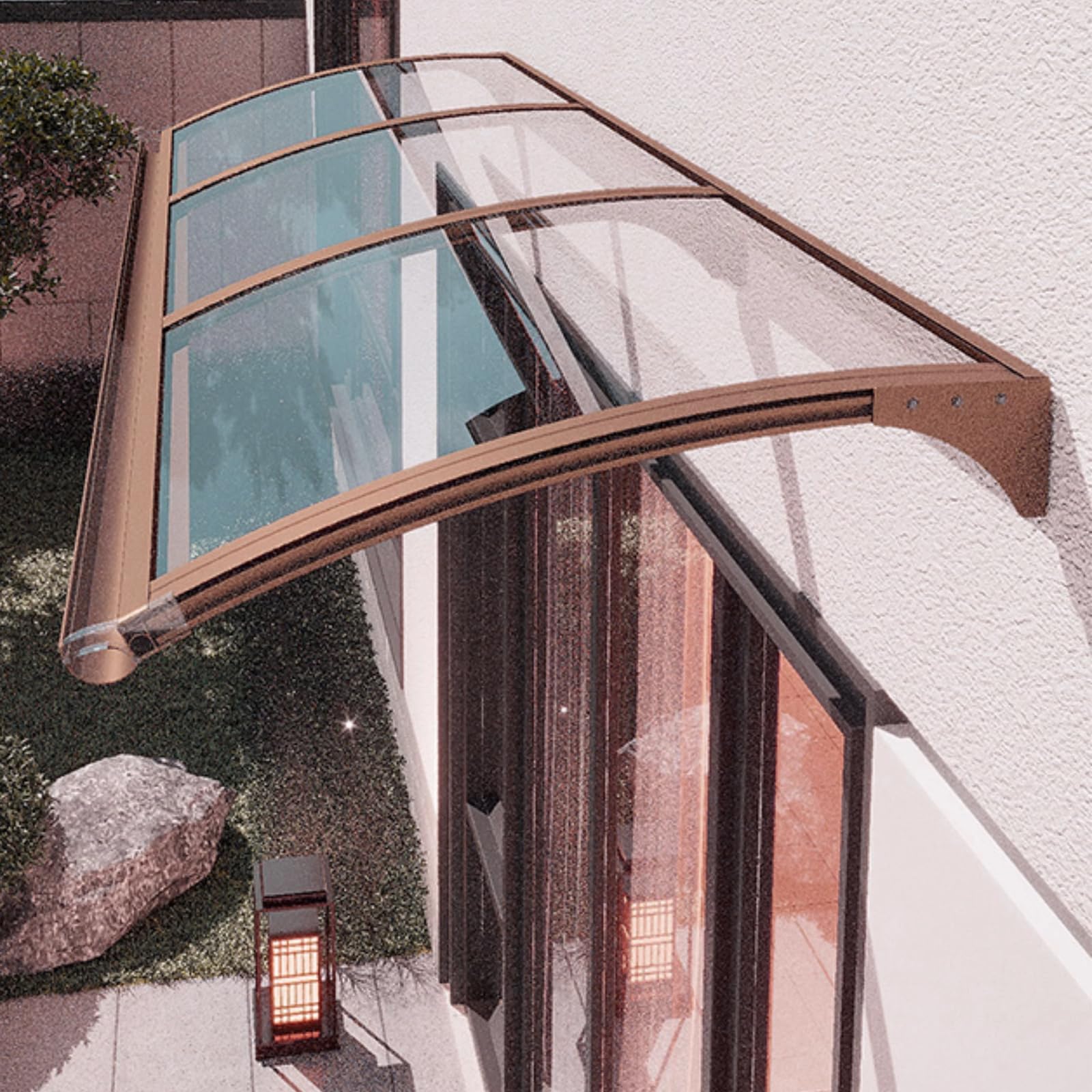 Auvent d'extérieur grand évier en polycarbonate transparent avec cadre aluminium