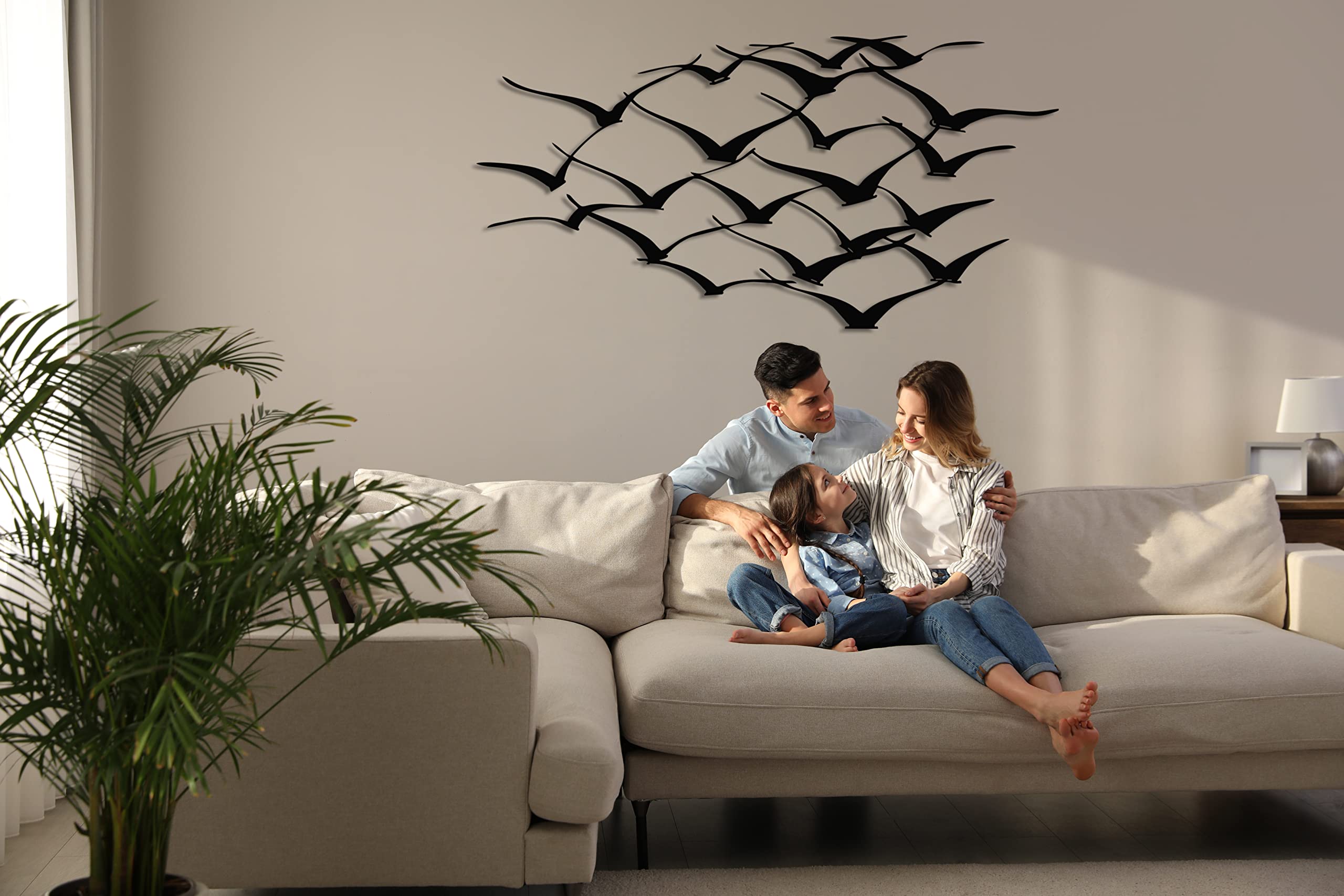 DEKADRON Metal Wall Art - Cranes - 3D Wall Silhouette Metal Wall Decor Home Office Decoration Bedroom Living Room Decor Sculpture (46