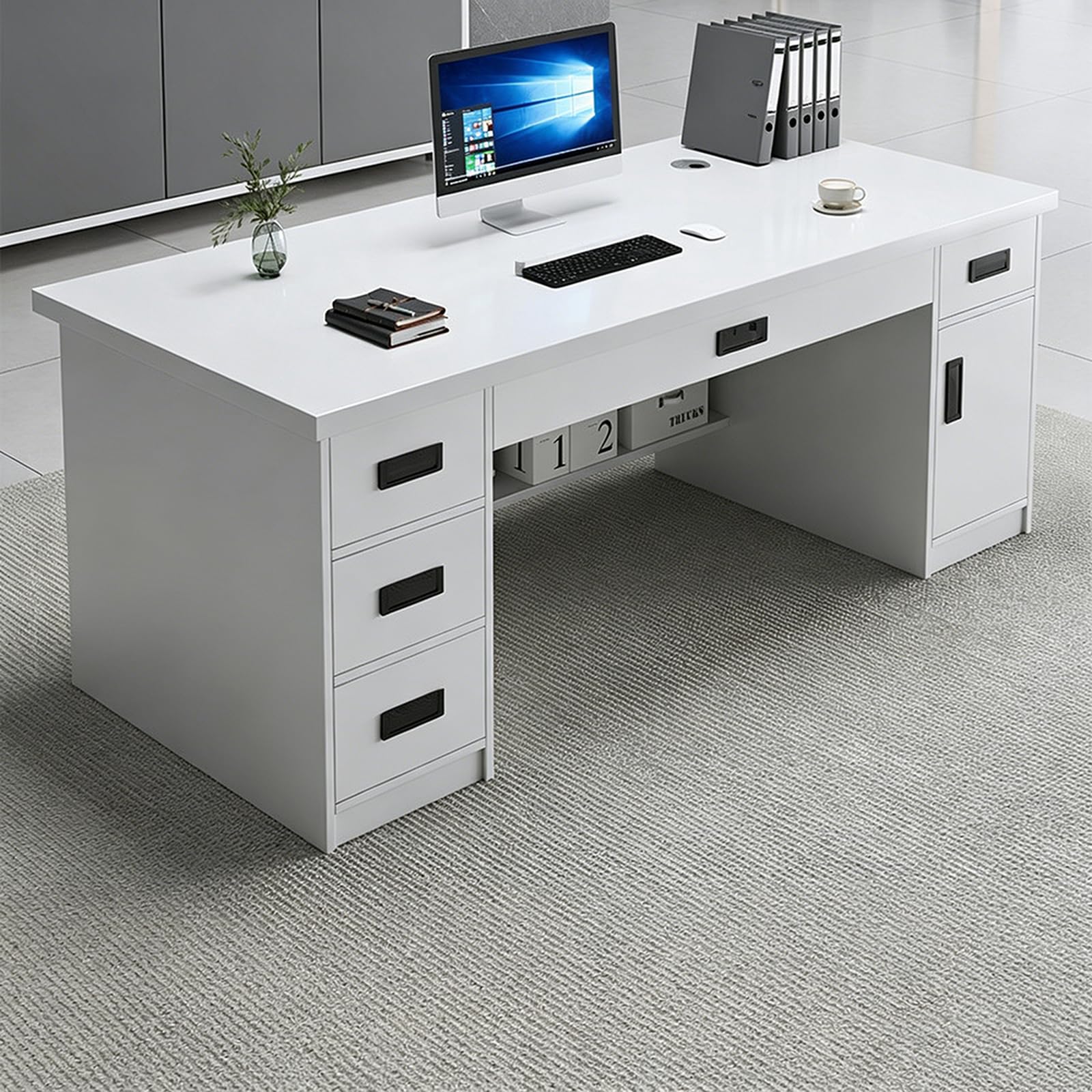 Mescxty C Office Desk Omputer Table With Drawers And Storage Abinet,Study Writing Desk Workstation,Gaming Table For Bedroom, Living Room(140X60cm(55X24inch), )
