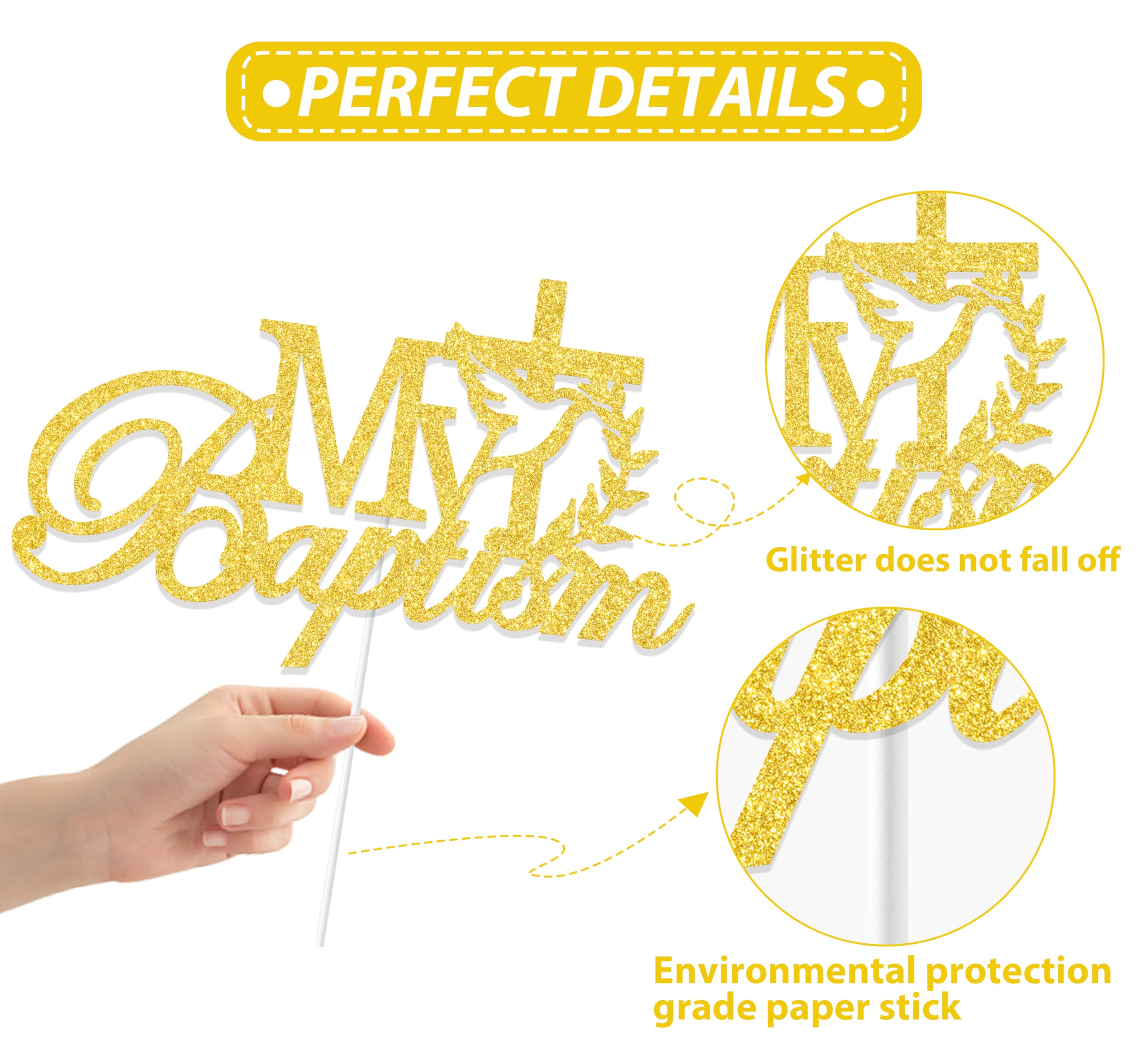 My Baptism Cake Topper, First Holy Communion Baby Shower Decorations, Bless This Child Christening Party Supplies - Image 3