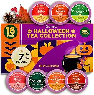 Gya Tea Co Halloween Tea Pod Collection Gift Set (16 Count) - Different Flavors Assorted Variety Pack