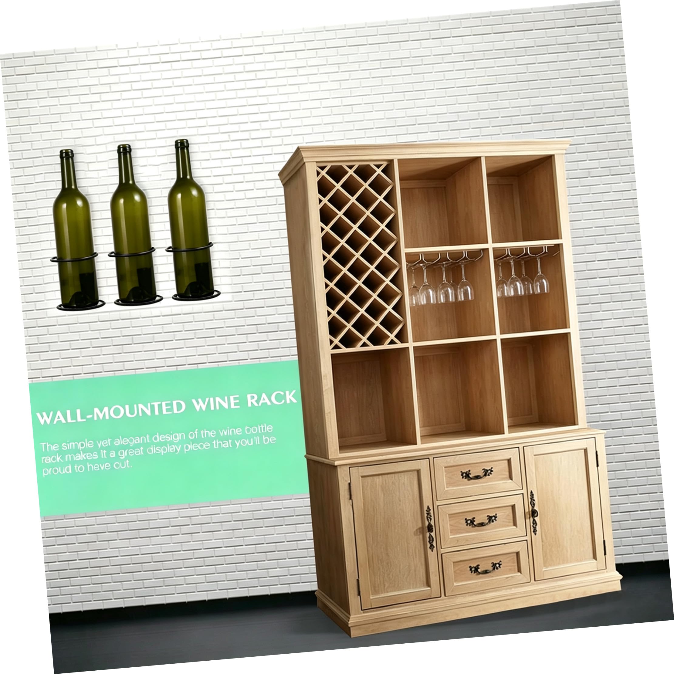 POPETPOP Portabottiglie da Muro in Ferro 6Pezzi per Vino e Birra, Espositore Singolo Design a Sospensione per Natale Regalo
