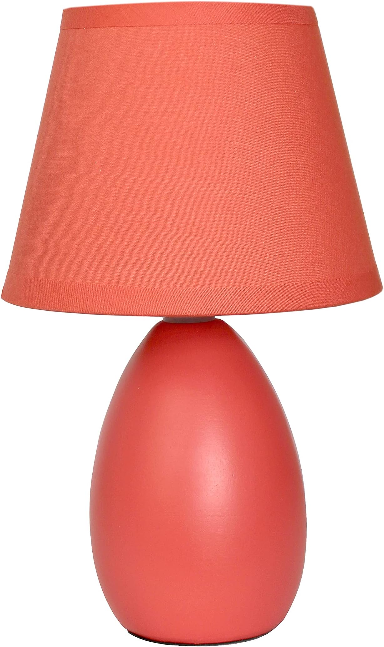 LT2009-ORG Mini Bedside Small Oval Egg Ceramic Table Lamp, Orange