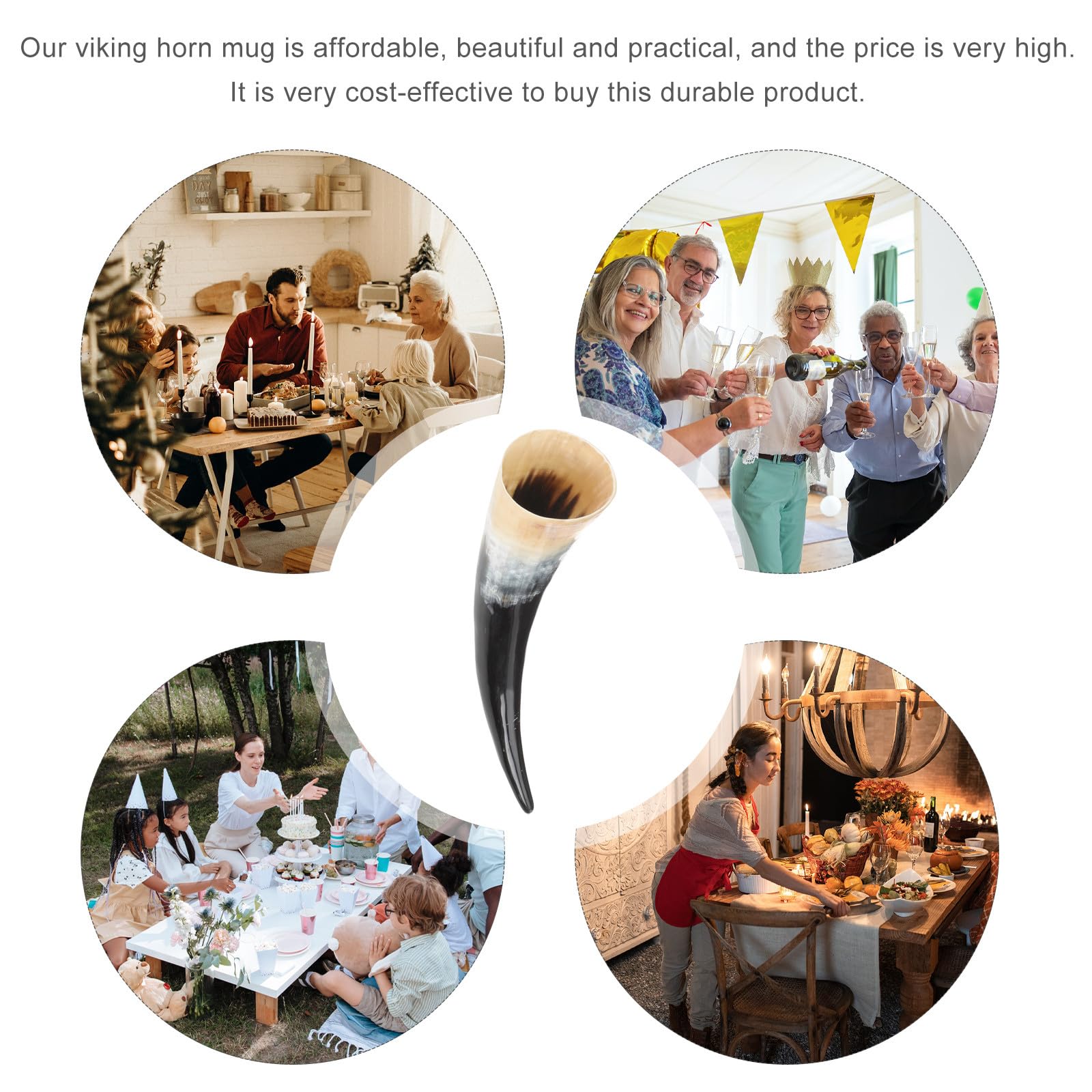 MAGICLULU Boccale in Corno per Vino Decorativo e Pratico, Capacità Grande, Struttura Semplice, per Amici e Famiglia Durante la Degustazione come Oggetto Decorativo