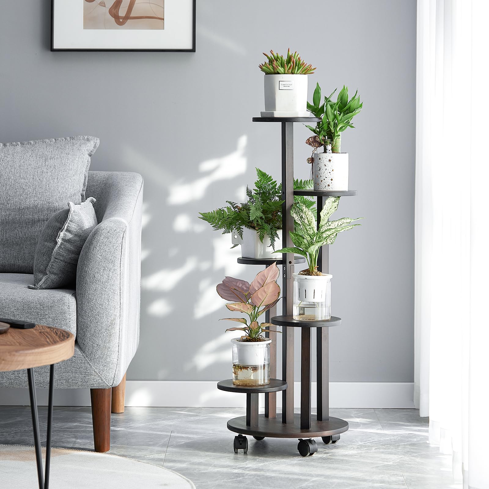 Amazon.co.jp: Kitsanery フラワースタンド 花台 屋内屋外 竹製鉢