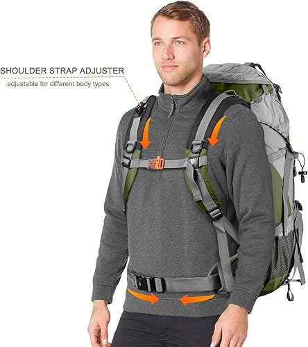 Vista 28 de Mochila Loowoko para senderismo, 13.21 galones, con cubierta para la lluvia Negro