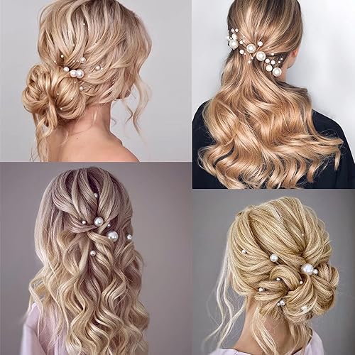 Miniatura 6 de 30 horquillas para el pelo de perlas de boda para novias, elegantes diamantes de imitación de perlas, horquillas para el cabello, accesorios para el