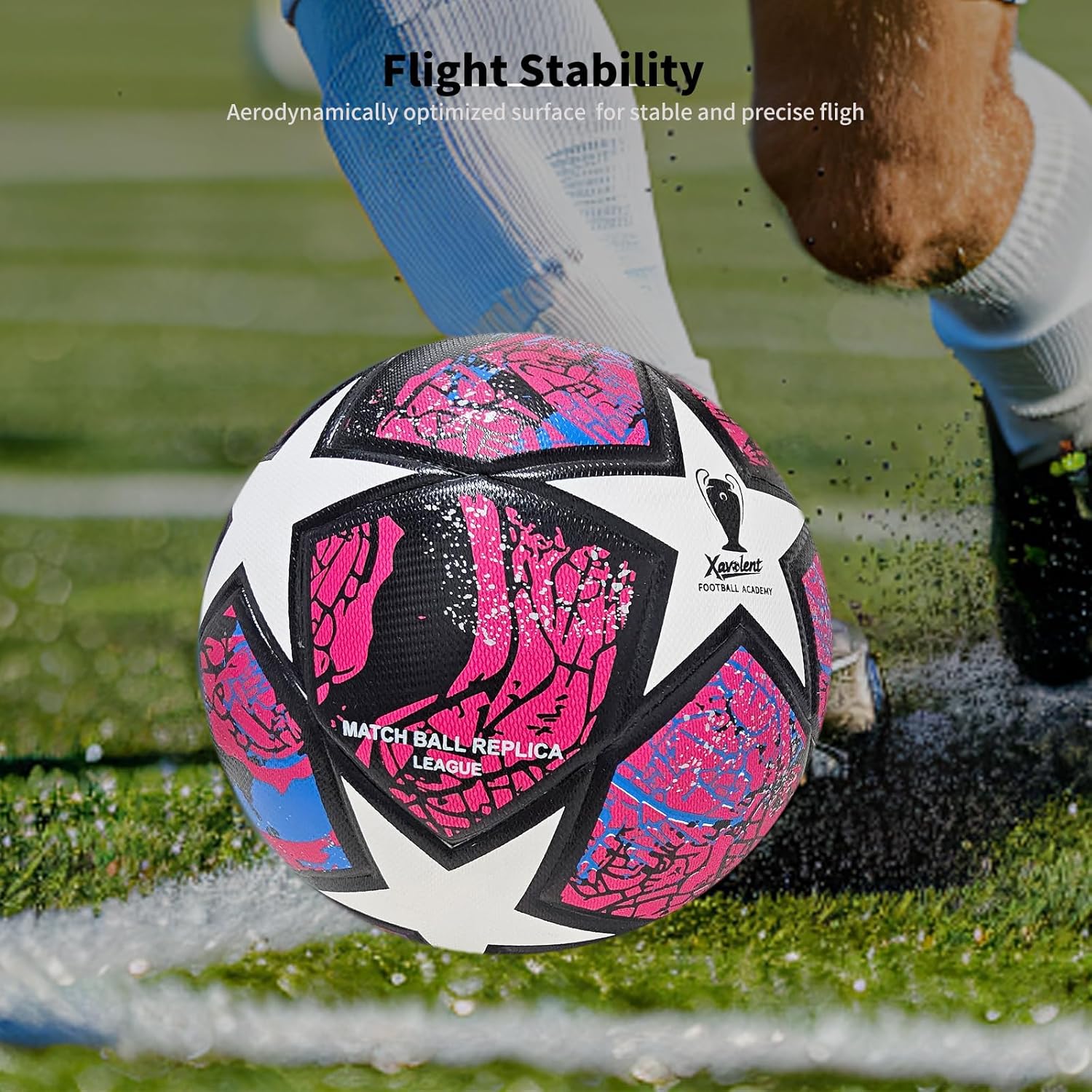 Professional Soccer Ball Size 5, Thermal Bonded Waterproof PU Match-Quality Training Ball with Pump (Red) - Image 7