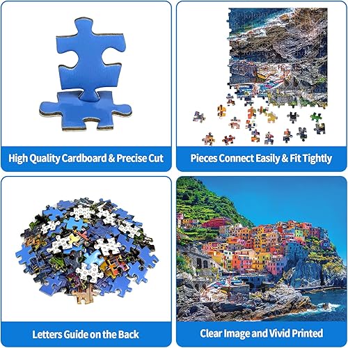 Miniatura 2 de Rompecabezas de 1000 piezas para adultos Cinque Terre Italia, rompecabezas de paisaje natural, rompecabezas duros para adultos, adolescentes, niños,