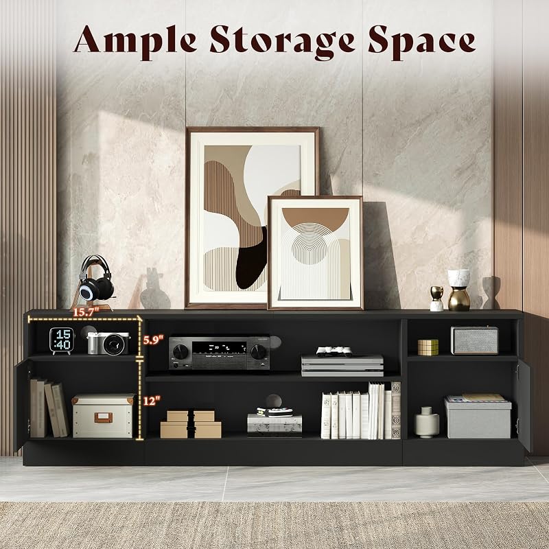 AMERLIFE 70" High-Gloss TV Stand for TVs up to 80" with LED Lights image 4