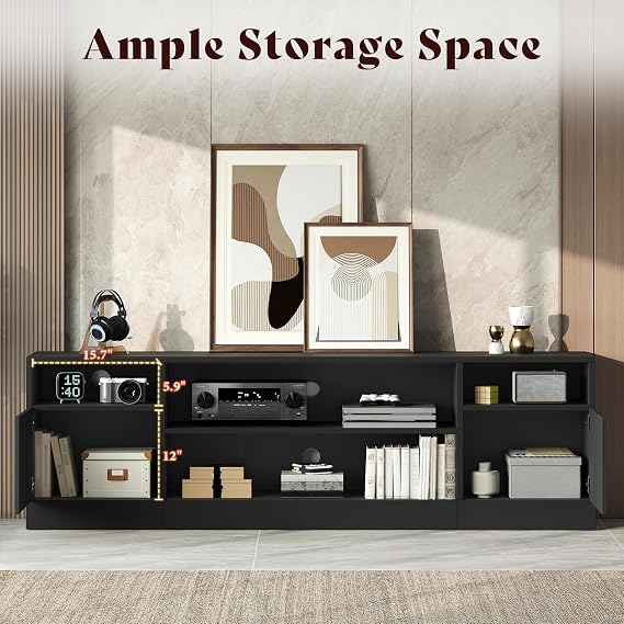AMERLIFE 70 High-Gloss TV Stand for TVs up to 80 with LED Lights