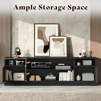 AMERLIFE 70 High-Gloss TV Stand for TVs up to 80 with LED Lights
