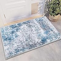 Vista 23 de HEBE - Alfombra de pasillo de 2 x 8 pies, lavable, vintage, envejecida, antideslizante, alfombra de lavandería, alfombra bohemia para pasillos