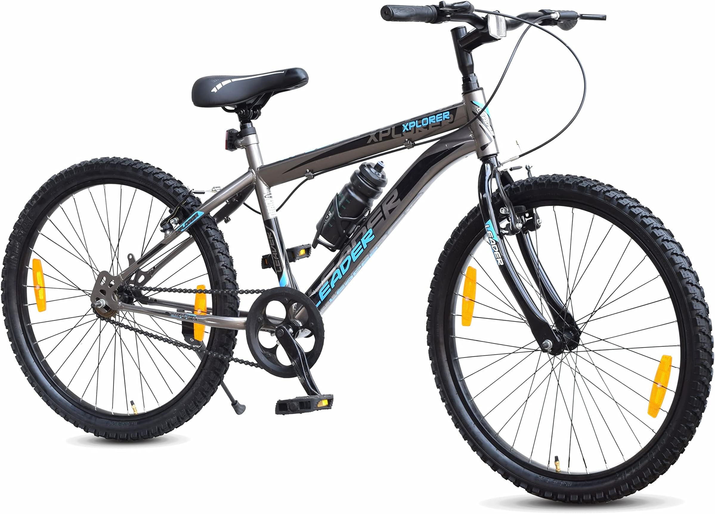 Leader Xplorer MTB 24T Mountain Bicycle - Single Speed - Ideal for 9-14 Years - Grey