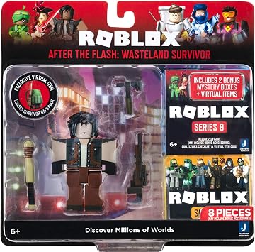 Roblox Action Collection - After the Flash: Wasteland Survivor Figure Pack + Two Mystery Figure Bundle [Includes 3 Exclusive Virtual Items]