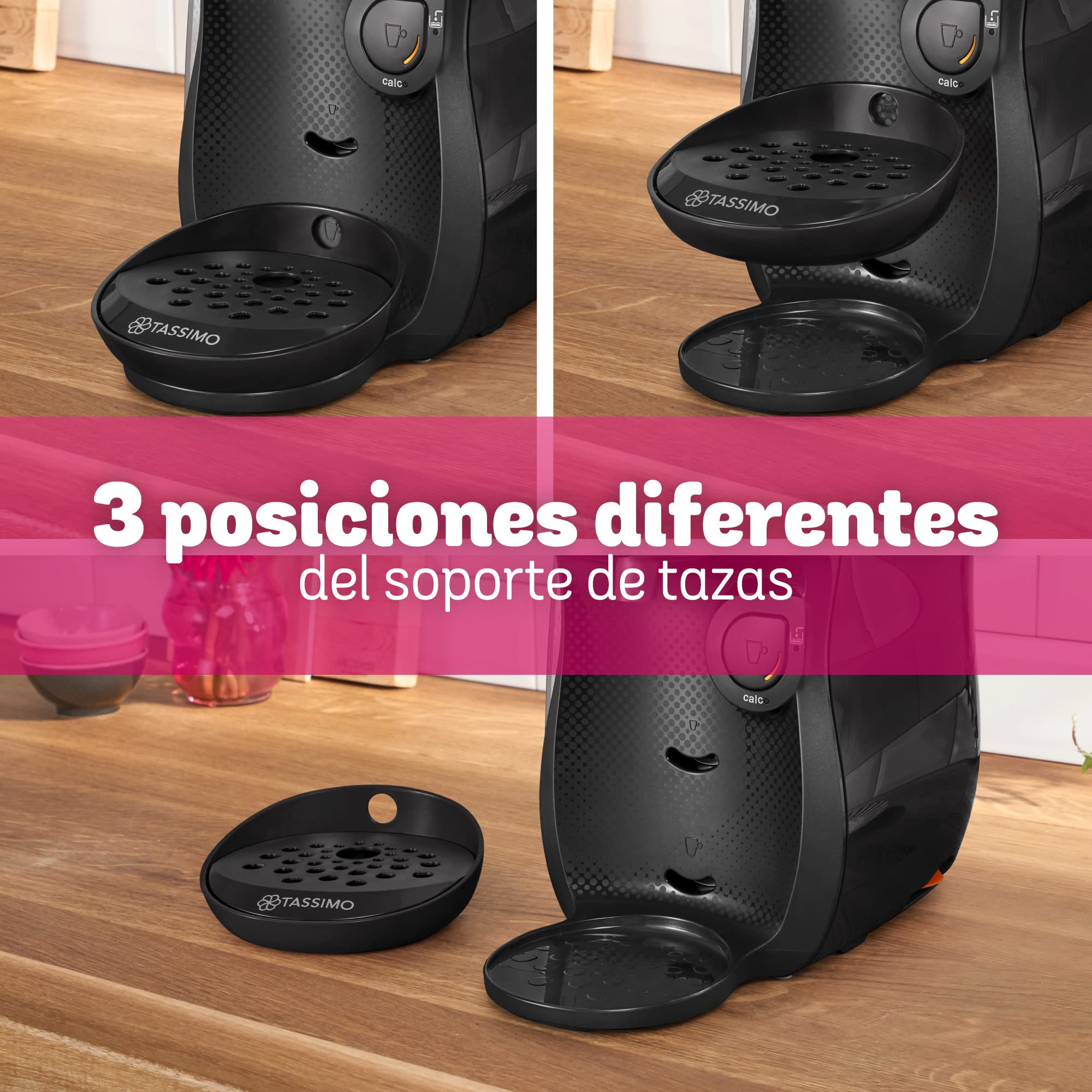BOSCH máquina multibebida TASSIMO HAPPY, TAS1002, hasta 70 bebidas, OneTouch, servicio individual, tamaño compacto, INTELLIBREW, negro