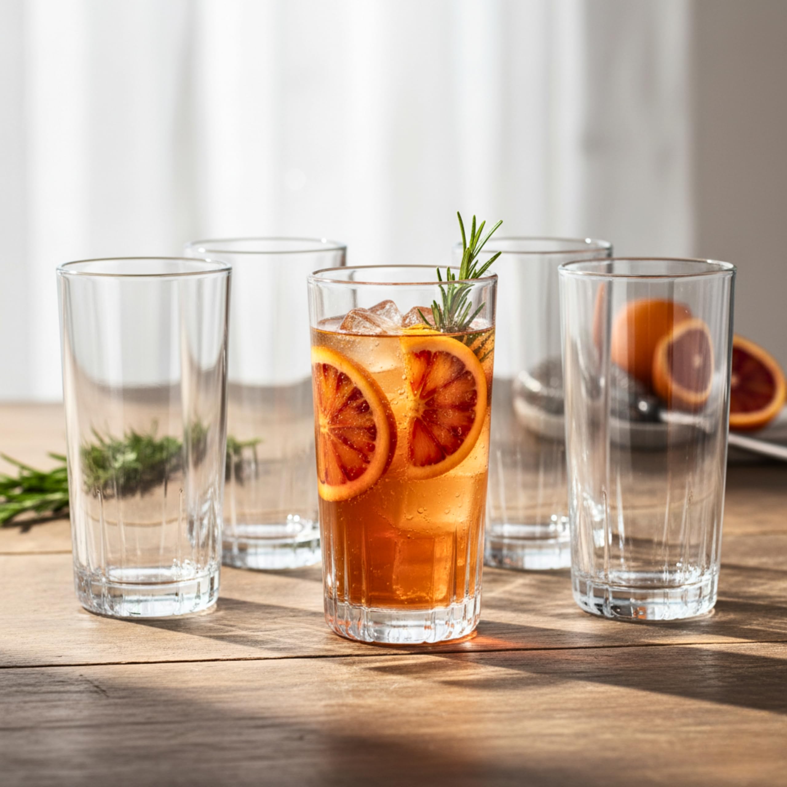 Longdrinkglazen Tumbler Waterglazen Glas Sapglazen Drinkglazen Long Drink Highball Cocktailglas | Vaatwasmachinebestendig | Verzameling Gina | 340 ML | Set van 6