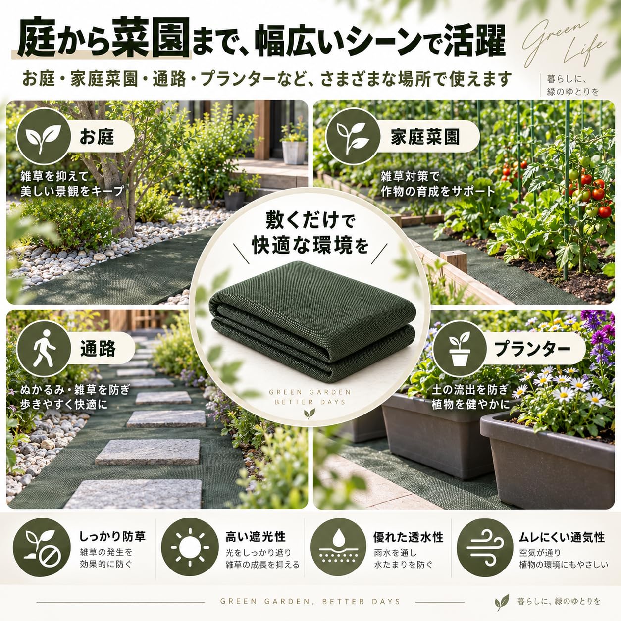 Amazon.co.jp: lalairodori 防草シート 1m×10m 除草シート ぼうそう