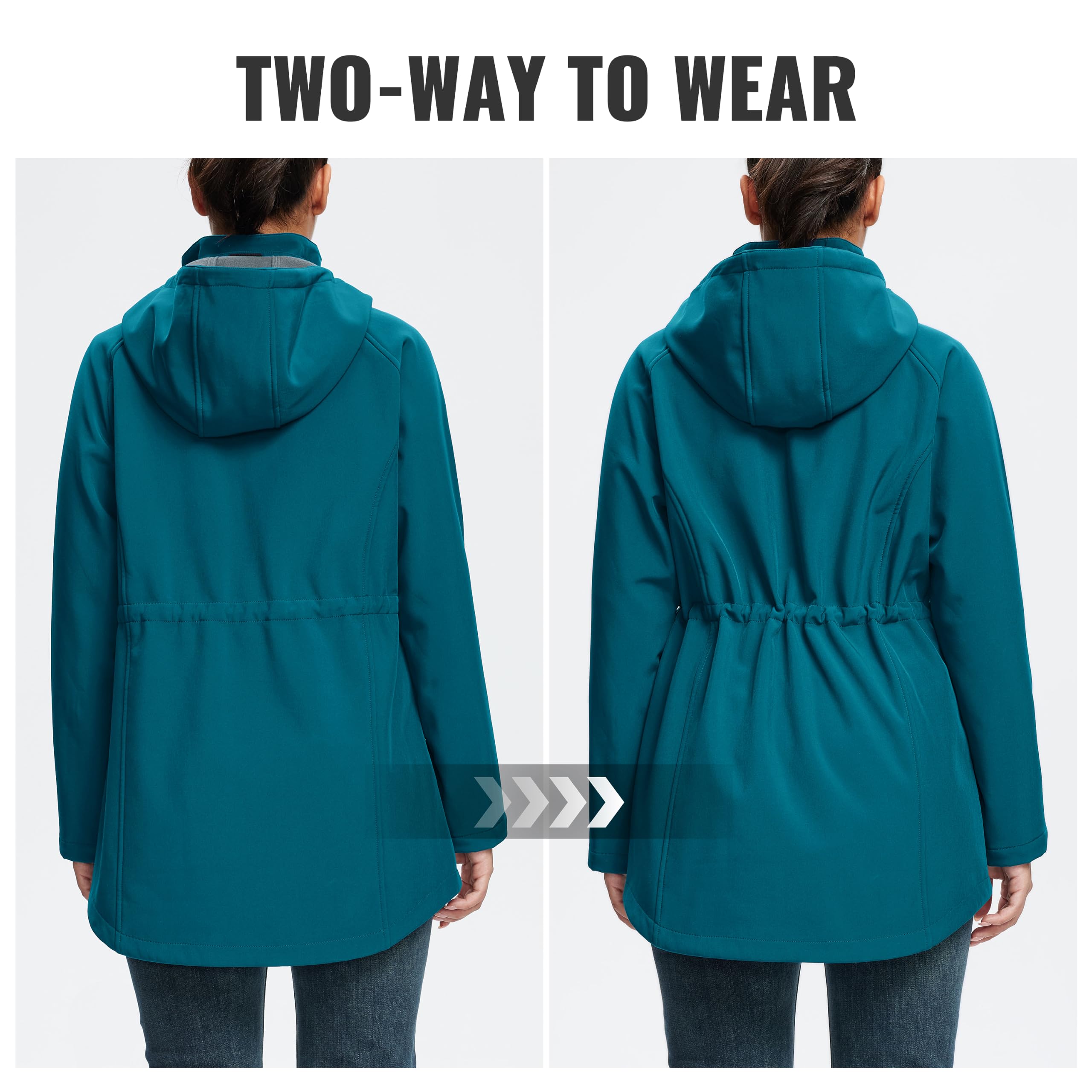 MoFiz Softshelljacke Damen Lange mit Fleecefutter Übergangsjacke EUS-2XL