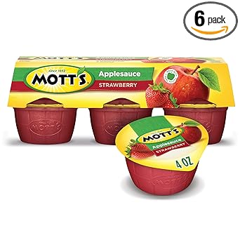 Mott's Strawberry Applesauce, 4 oz cups, 6 count