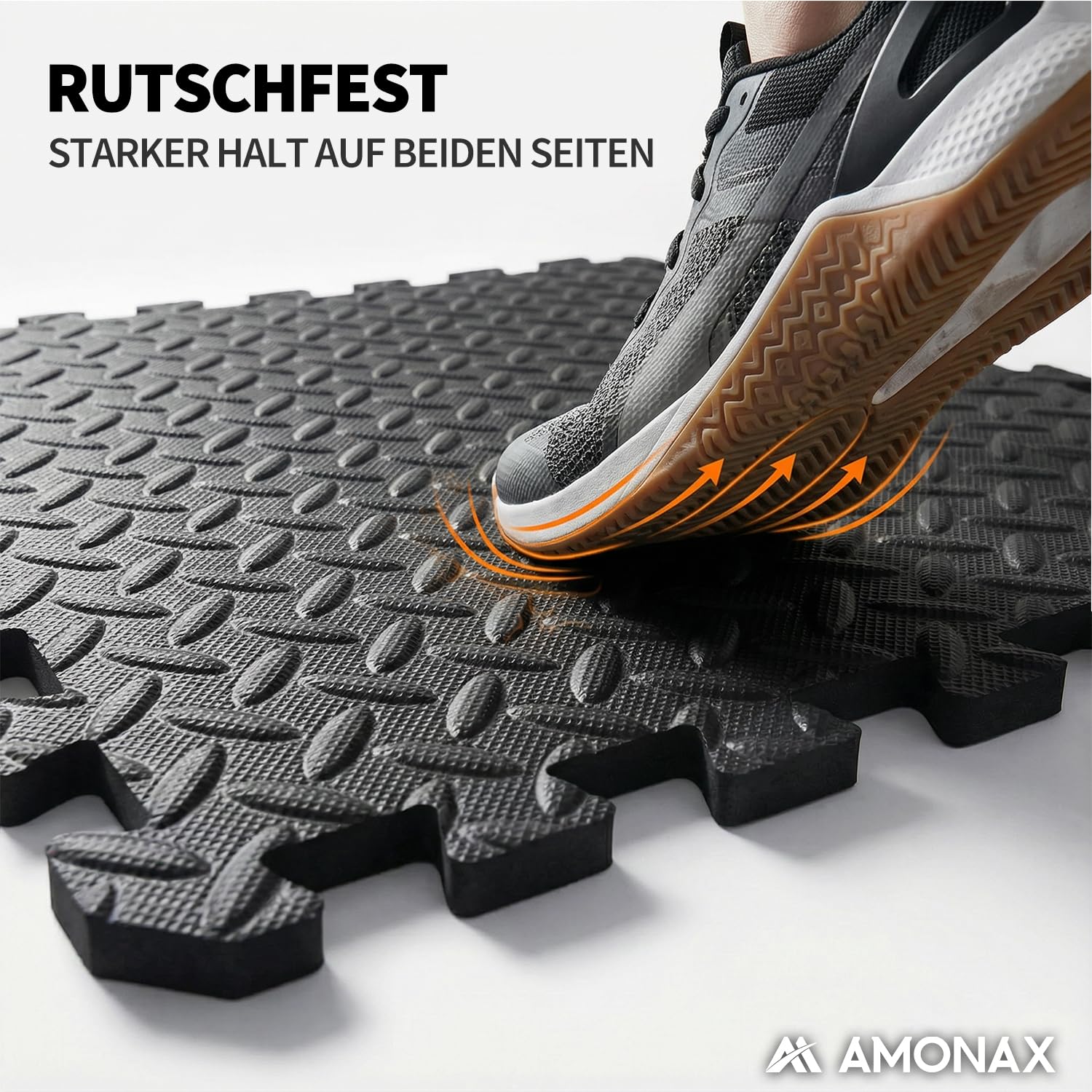 Amonax Bodenschutzmatte als Fitness Puzzlematte, 30 x 30 cm für Home Gym | Modulare Bodenmatten für Pool, Garage und Trainingsbereiche zu Hause, als Schutzunterlage für Fitnessgeräte und Sportzubehör