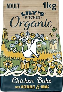 Lily’s Kitchen Fabriqué à partir d’ingrédients naturels Aliments secs pour chiens adultes Poulet bio cuit au four Nutrition équilibrée 1kg