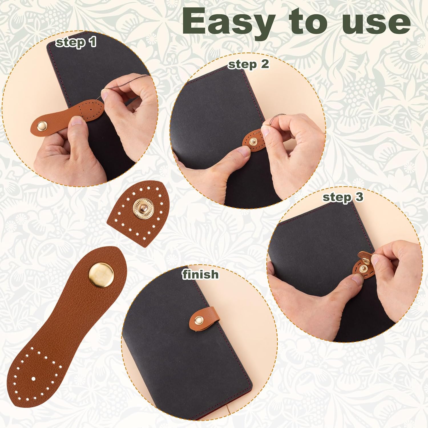 Joez Wonderful Leather Snap Buckles Snap Button Closure, Sew On Leather Purse Closure Fasteners for Purse Wallet Bags