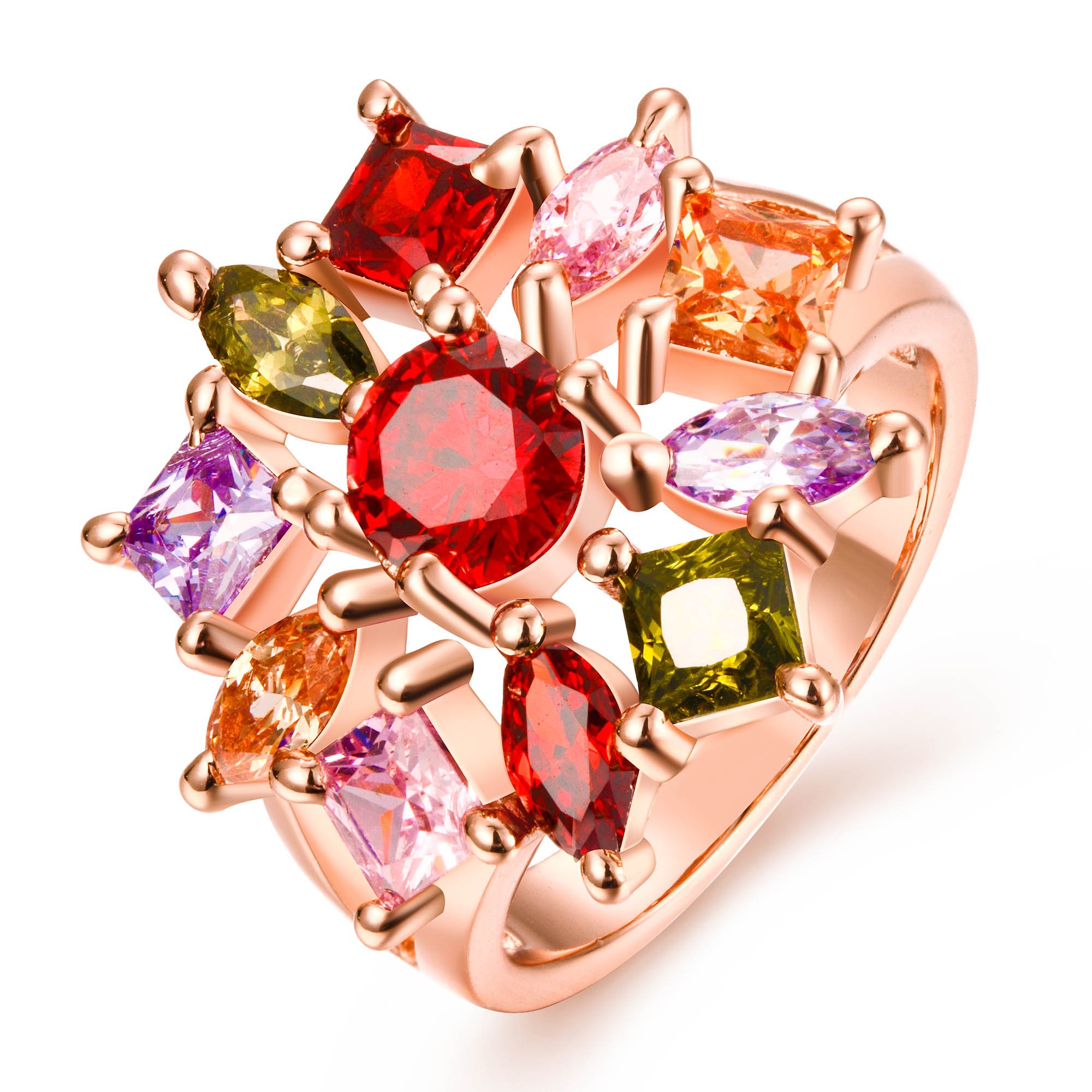 Sparkling Glamourously Swiss Zircon Multi Color Rose Gold Ring for Women by YELLOW CHIMES (B014T15N5C) Amazon Price History, Amazon Price Tracker