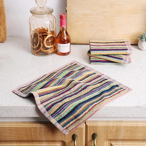 Miniatura 5 de Oeleky Paños de cocina para lavar platos, trapos de cocina ultra absorbentes, paños de limpieza de algodón, paquete de 8, 12 x 12 pulgadas (Multi-1,