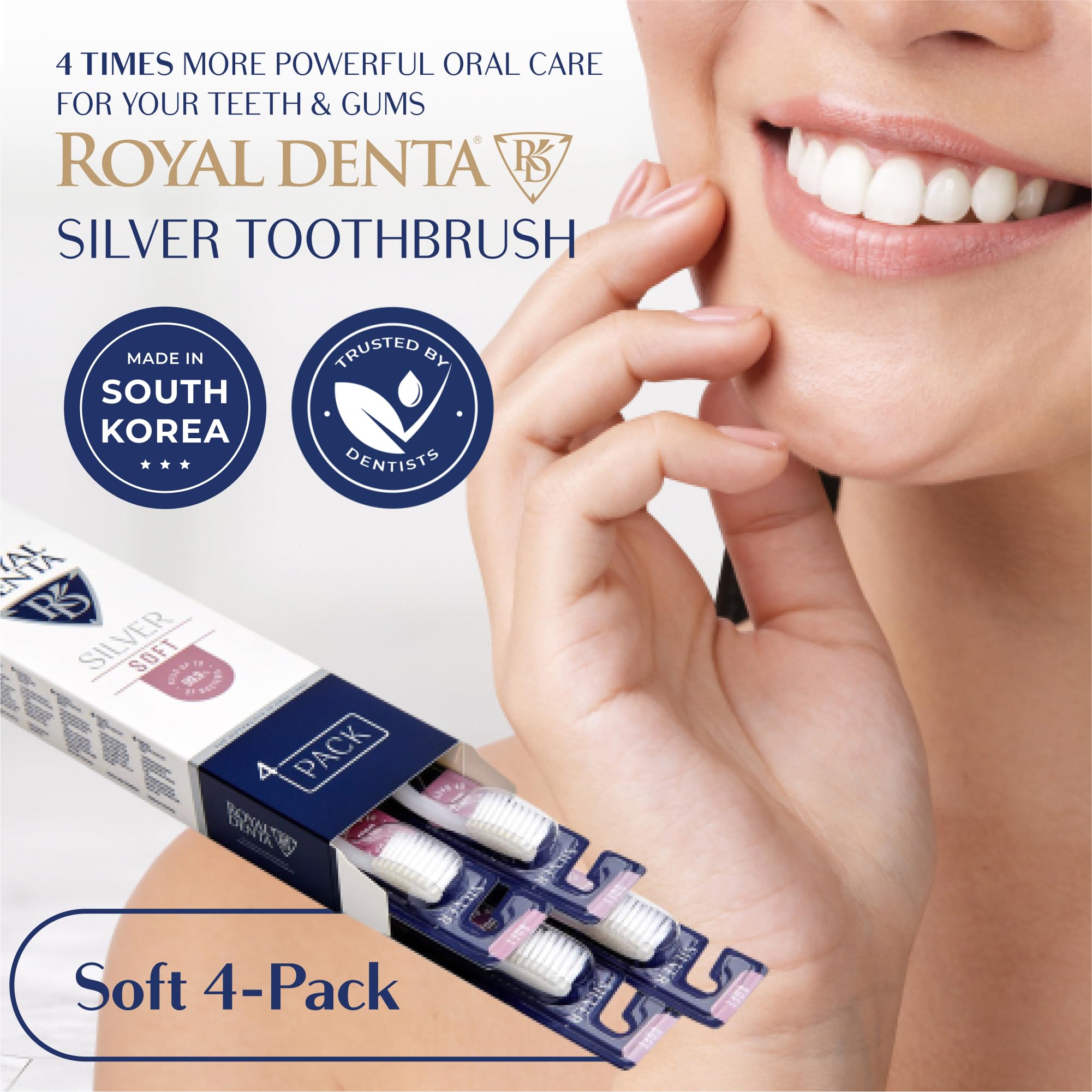Spazzolini da denti morbidi per adulti, doppia lunghezza, setole morbide con infusione di argento, per denti e gengive sensibili, set di spazzole interdentali per pulizia interdentale e