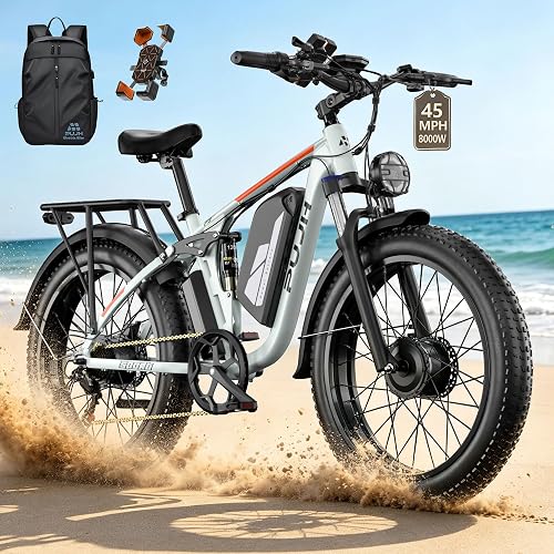 8000W Dual Motor E-Bike MAX 45 MPH 110 Mi 60V 24" Fat Tire for Adults PU364