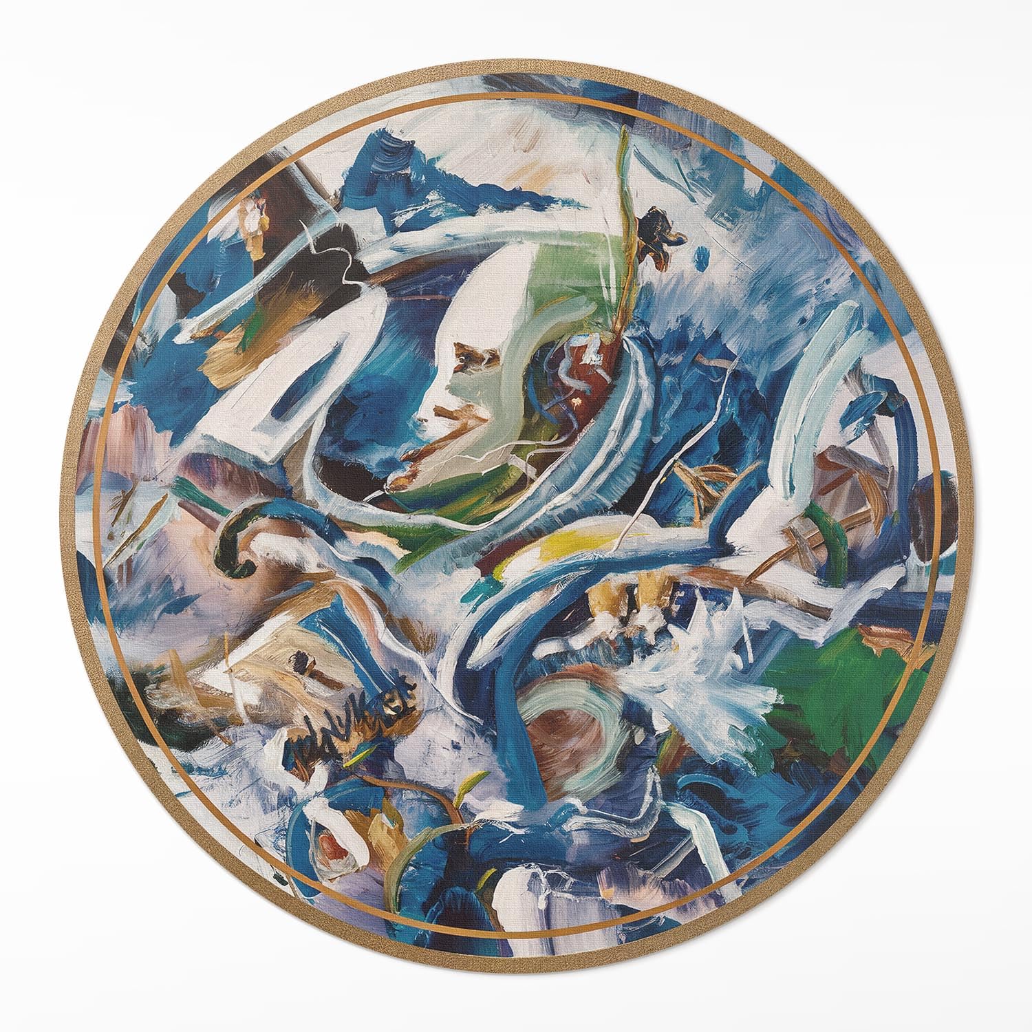 Tapis vinyle rond ø100 cm abstraction pour sol de cuisine et salon en PVC
