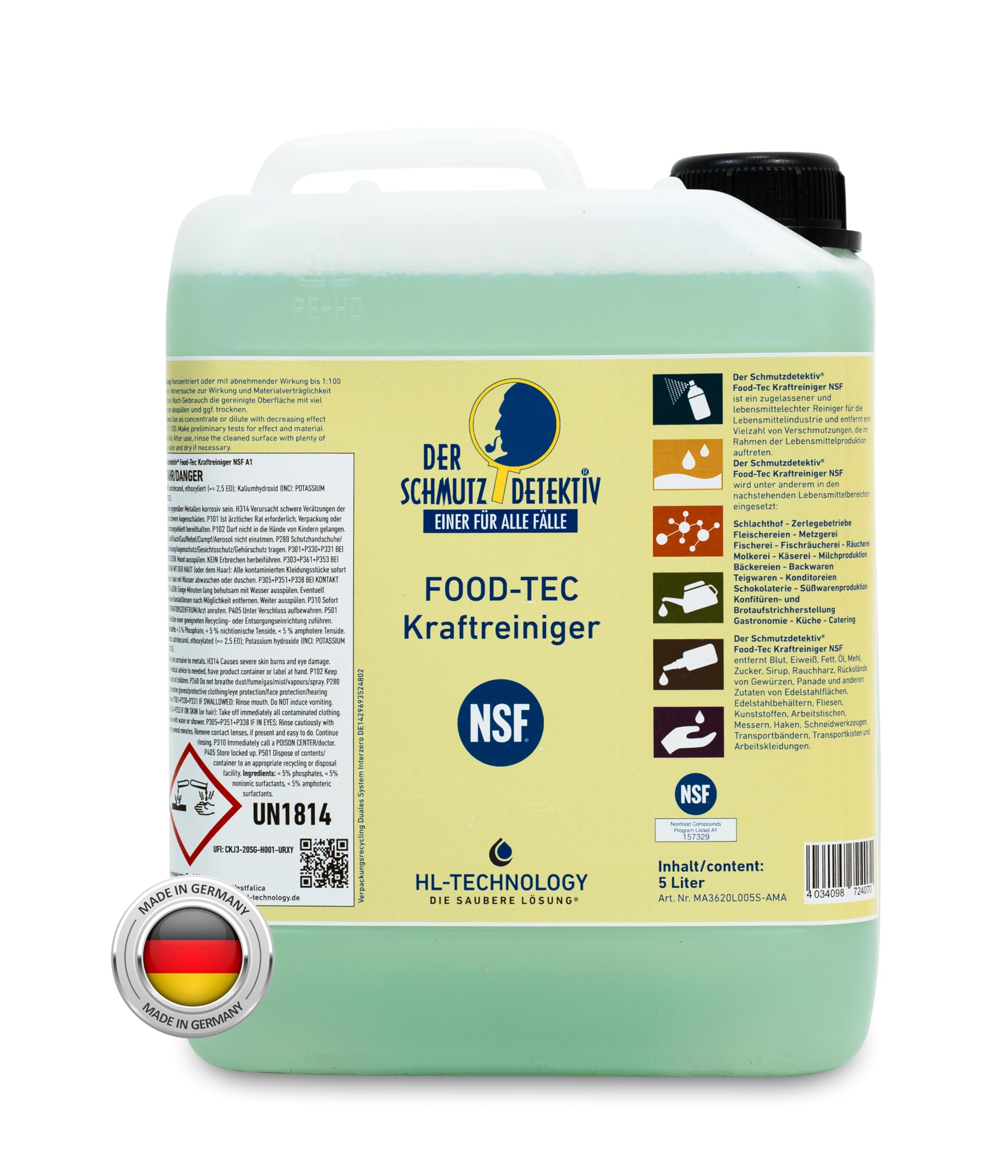 Der Schmutzdetektiv® FOOD-TEC Kraftreiniger NSF A1 Kanister 5 L